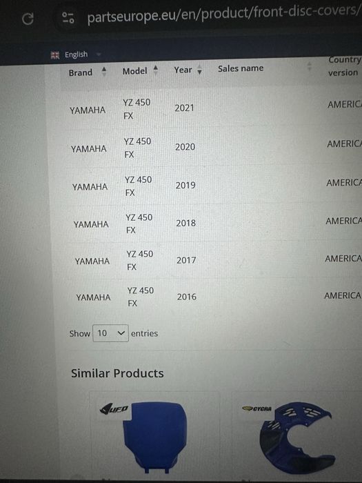 Protectie disc frana fata Yamaha YZ