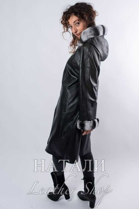 Дамско двустранно кожено манто Дея Black