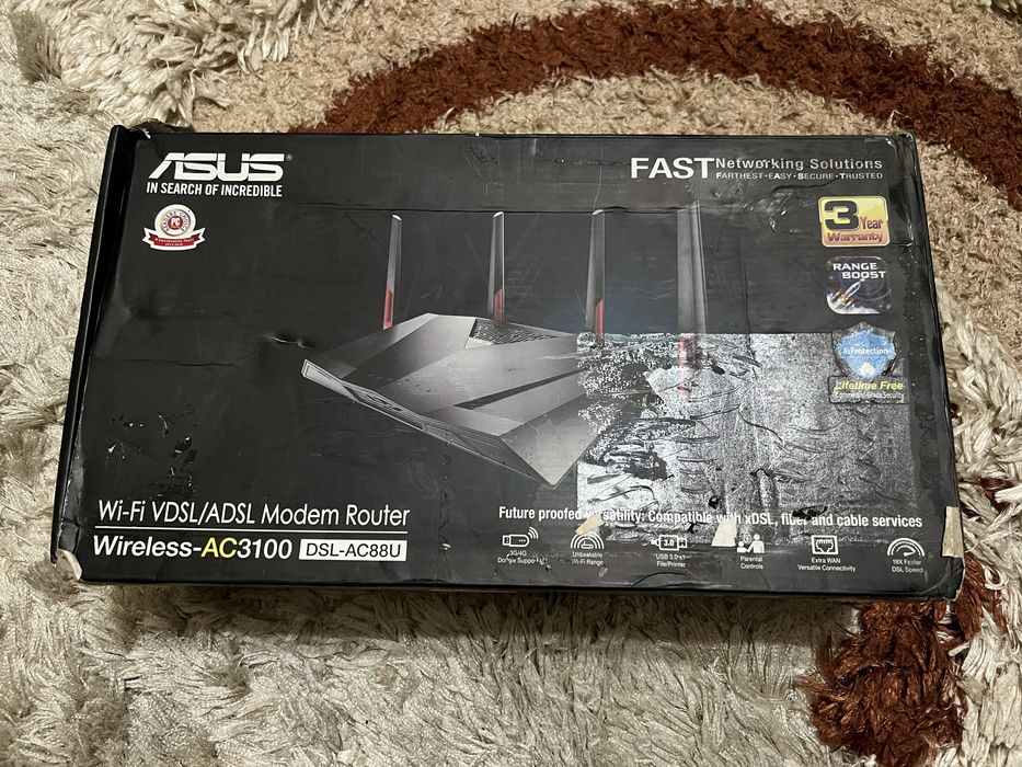 Router performant Gaming DSL Asus AC3100 / AC88U Foarte rapid și stabil