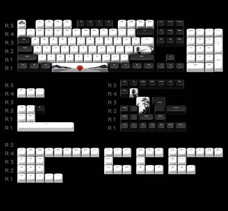 ЧИСТО НОВИ! DARK PROJECT Fuji Keycaps ANSI + ISO / PBT / Doubleshot & Dye-Sub / CSA