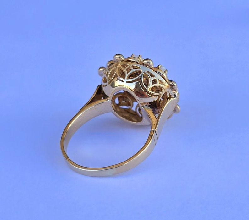 Inel din aur galben 18k cu opale naturale, handmade