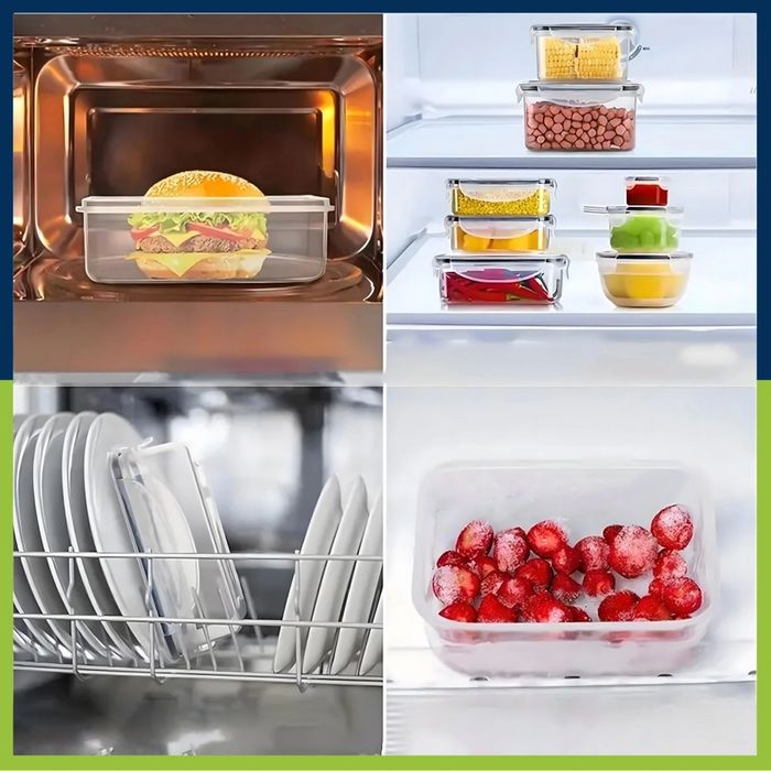 Комплект от 12 кутии за храна за обяд – пластмасови контейнери с капац