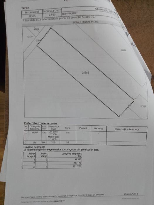 Teren intravilan 2500mp  Miron Costin variante auto/tir