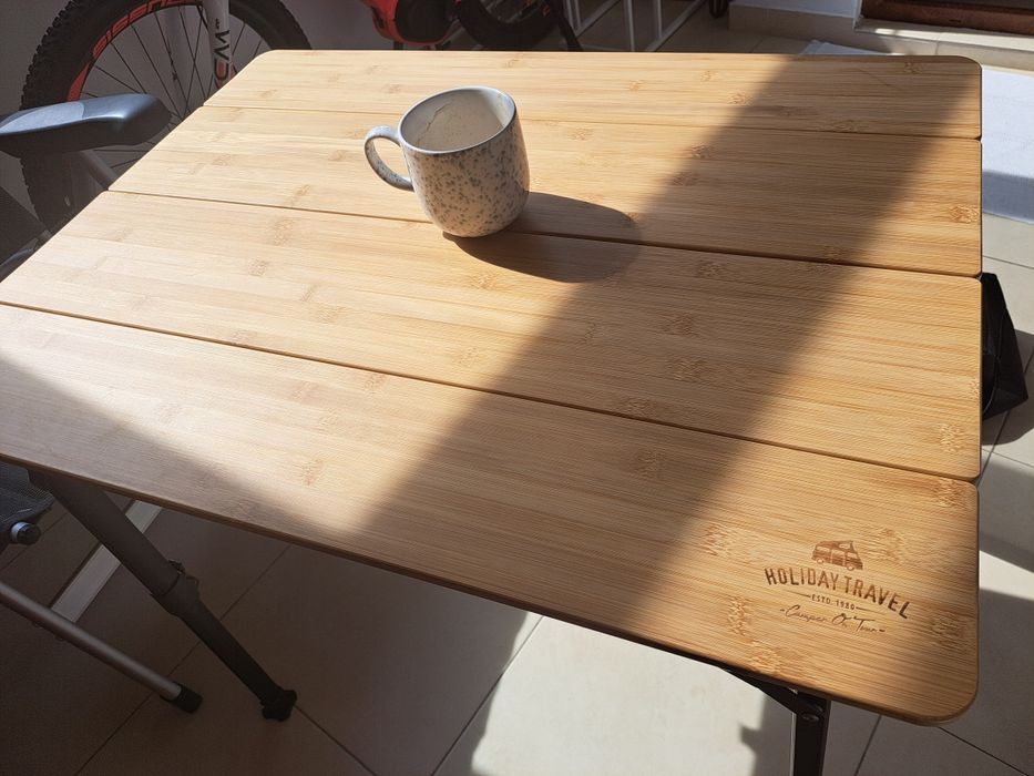 Masă camping pliabilă bambus Holiday Travel + husă, ca nouă