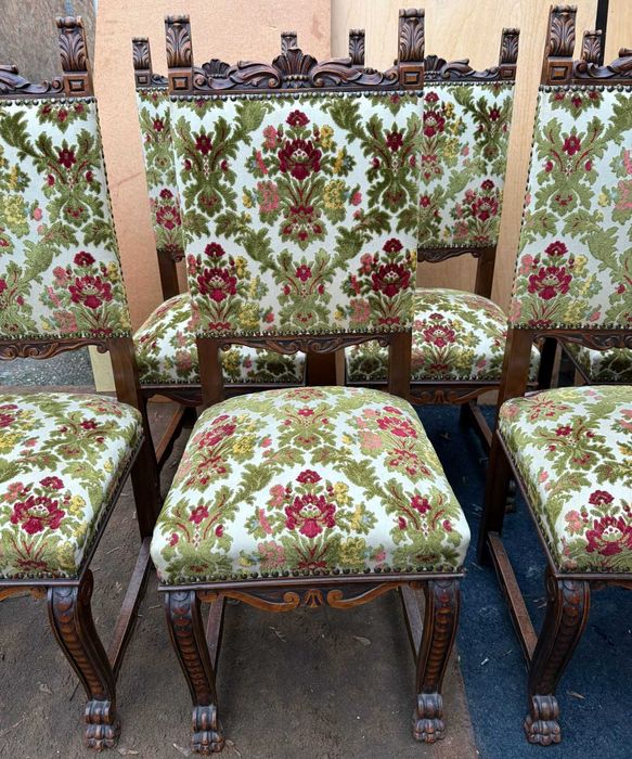 8 buc Scaun Vintage din Lemn Stil Neo Baroc; Scaun solid