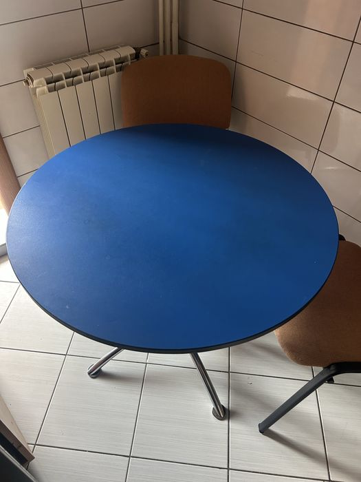 Masa rotunda, picioare inox