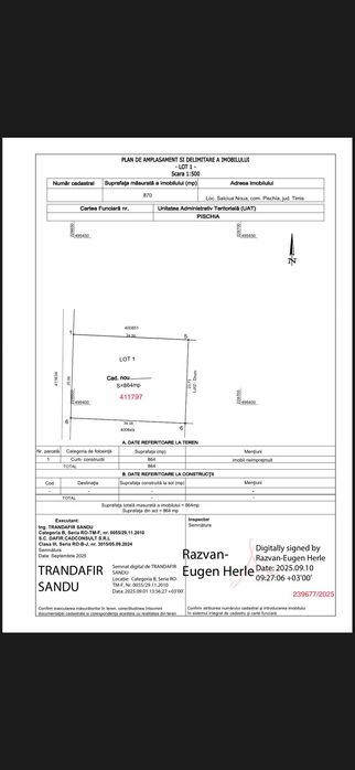 Teren intravilan de vânzare – Sălciua Nouă, com. Pișchia, jud. Timiș