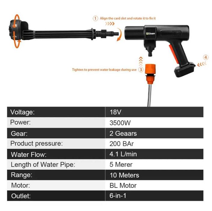 Безчеткова Акумулаторна Водоструйка GISAM