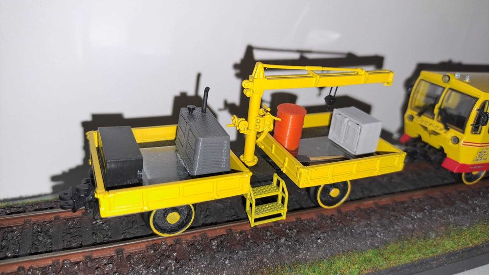 Vand drezine CFR dummy cu vagon cu macara, print 3D,scara HO