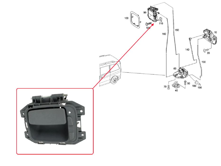 Вътрешна дръжка за Mercedes Vito W639 (2003-2015)