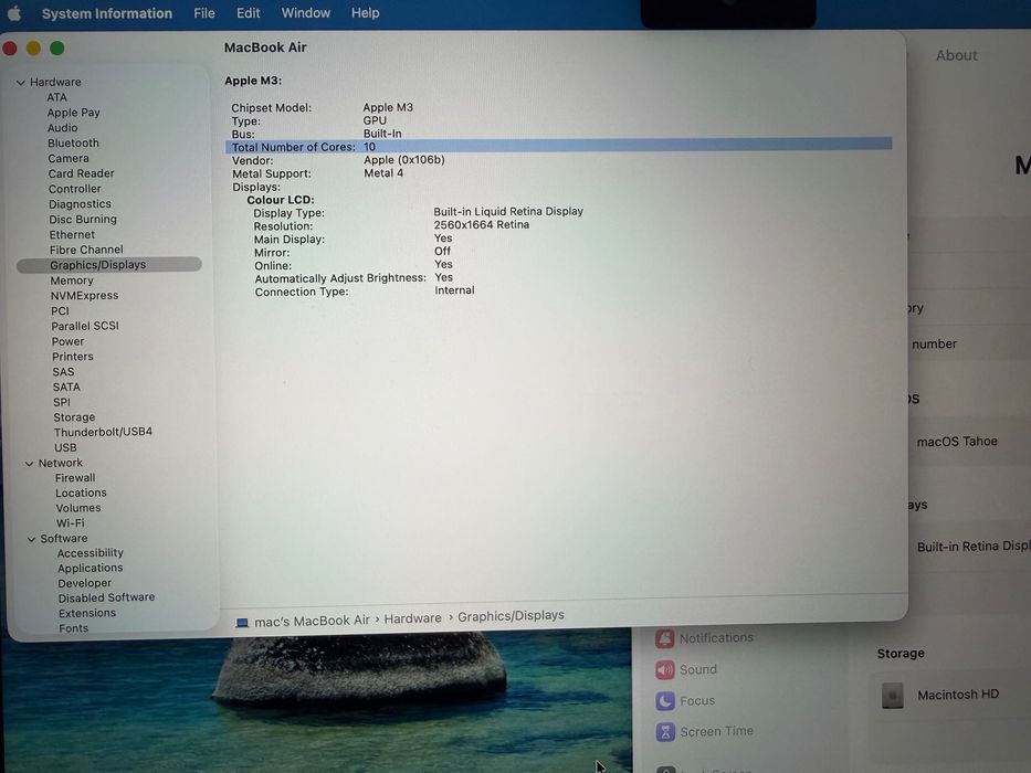 MacBook Air 13" M3 Chip 8-CPU, 10-GPU, 24GB RAM, 1TB SSD