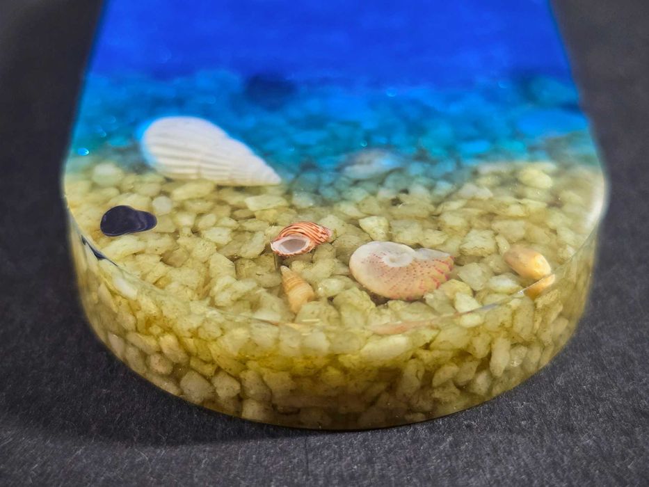 Морски комплект от епоксидна смола (поставка и медальони)