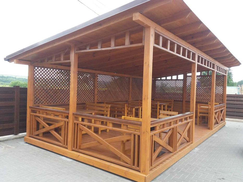 Casa, Cabana stil A-Frame, Terase si Foisoare din structura de lemn