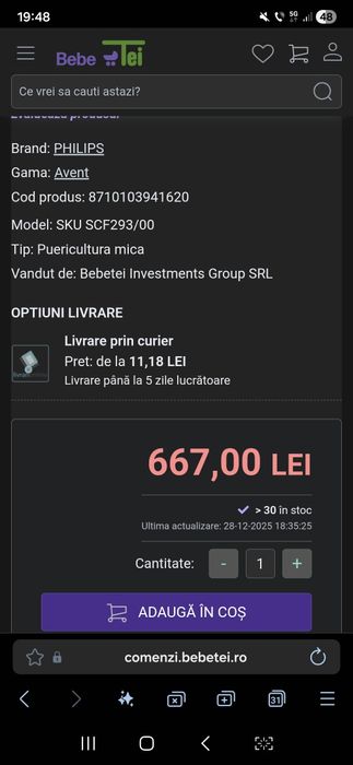 Sterilizator biberoane Philips Avent