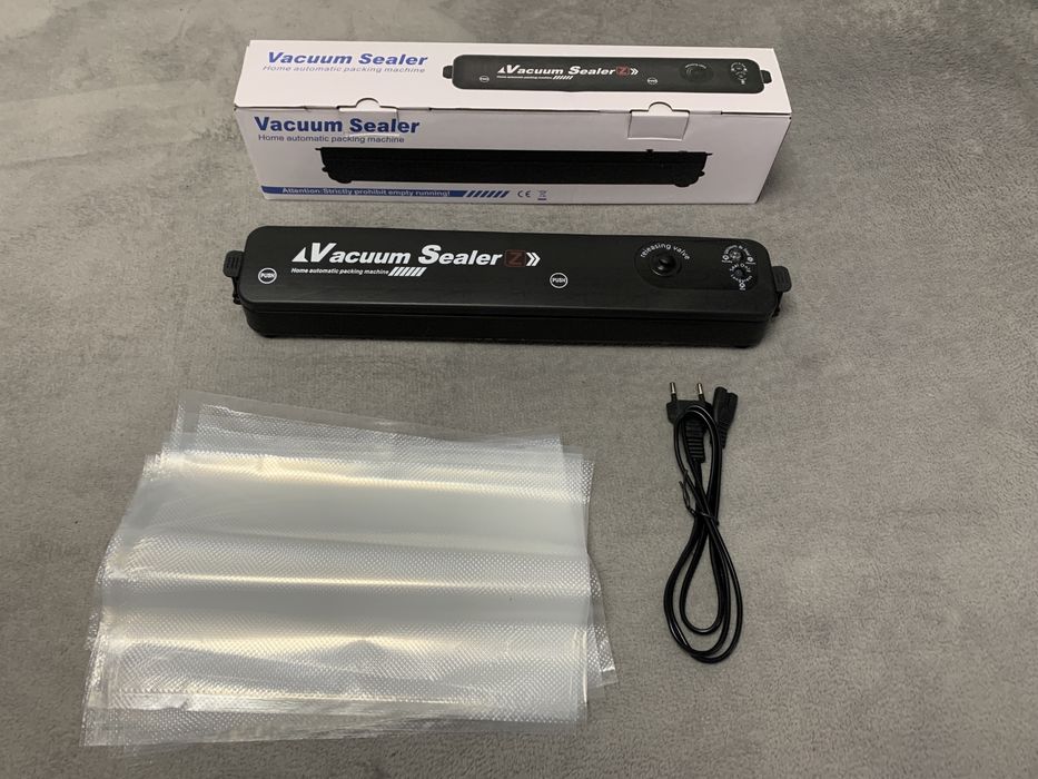 Aparat de vidat alimente, automat, negru, 90w + 5 pungi pentru vidat