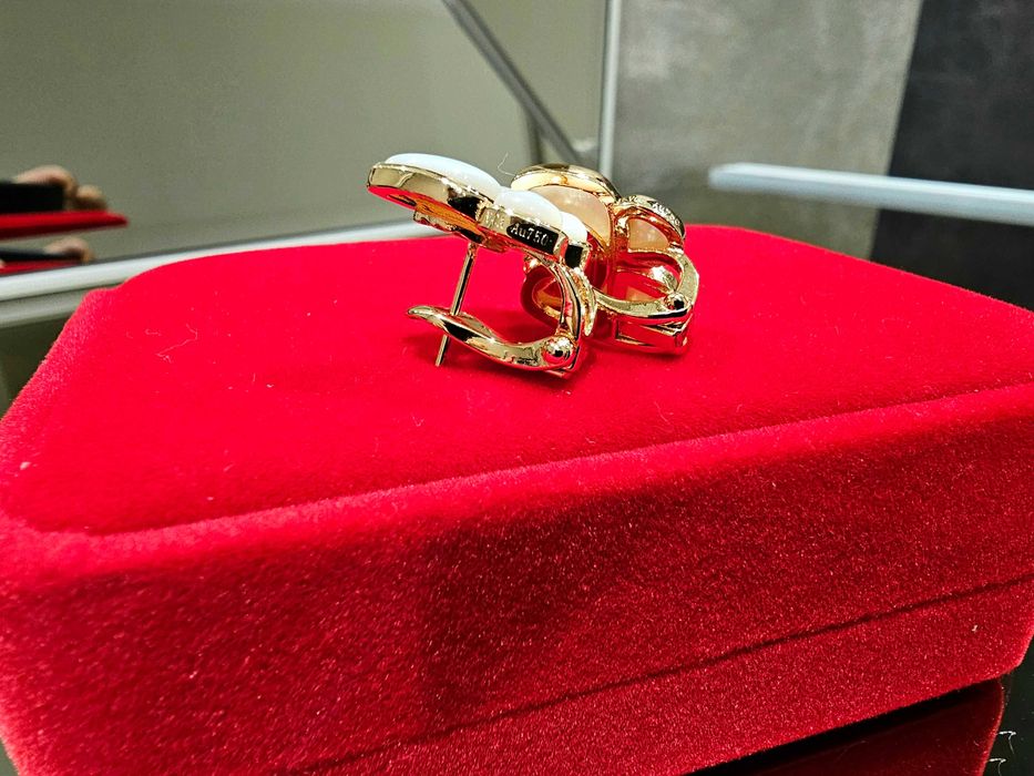 Van Cleef & Arpels VCA Rose Gold White Two Butterfly Дамски Обеци