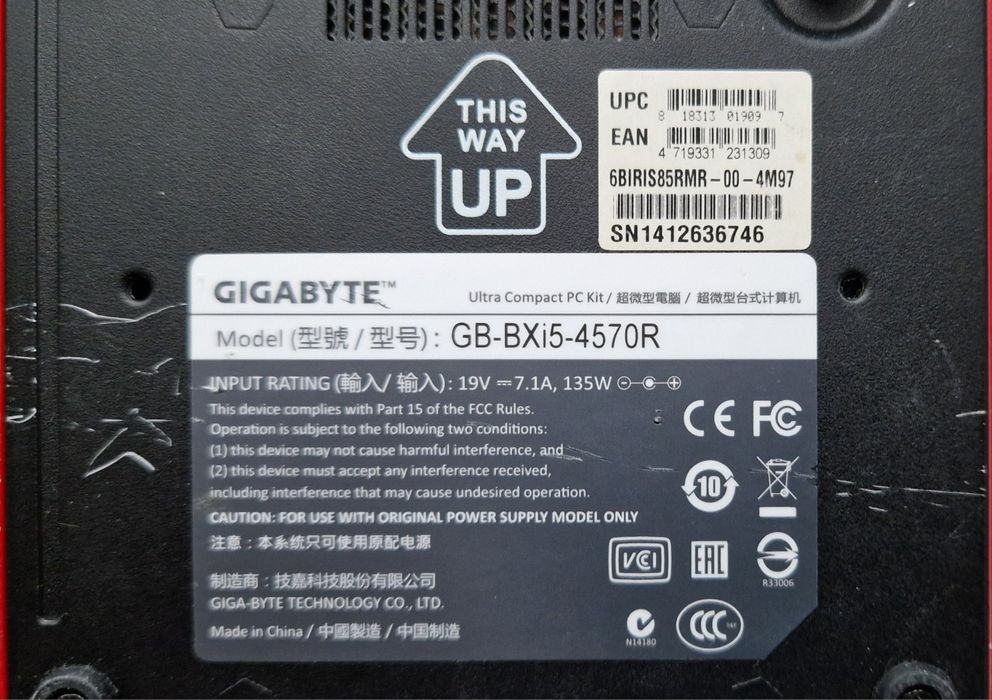 Mini Calculator Gigabyte GB-BXi5-4570R (rev. 1.0)