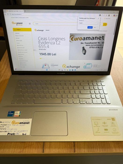 Laptop ASUS VivoBook 17 X712EA cu procesor Intel(R) Core(TM) -A-