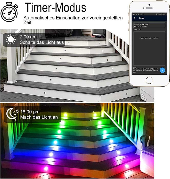 10 x WiFi Bluetooth Dreamcolor LED вградени подови лампи, многоцветен