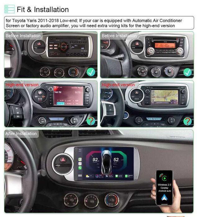 Мултимедия за Toyota Yaris Android Навигация Двоен дин плеър Yaris