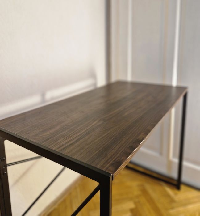 Сгъваемо офис бюро 19124, 100/50/75 см - Черна основа/Кафяв плот