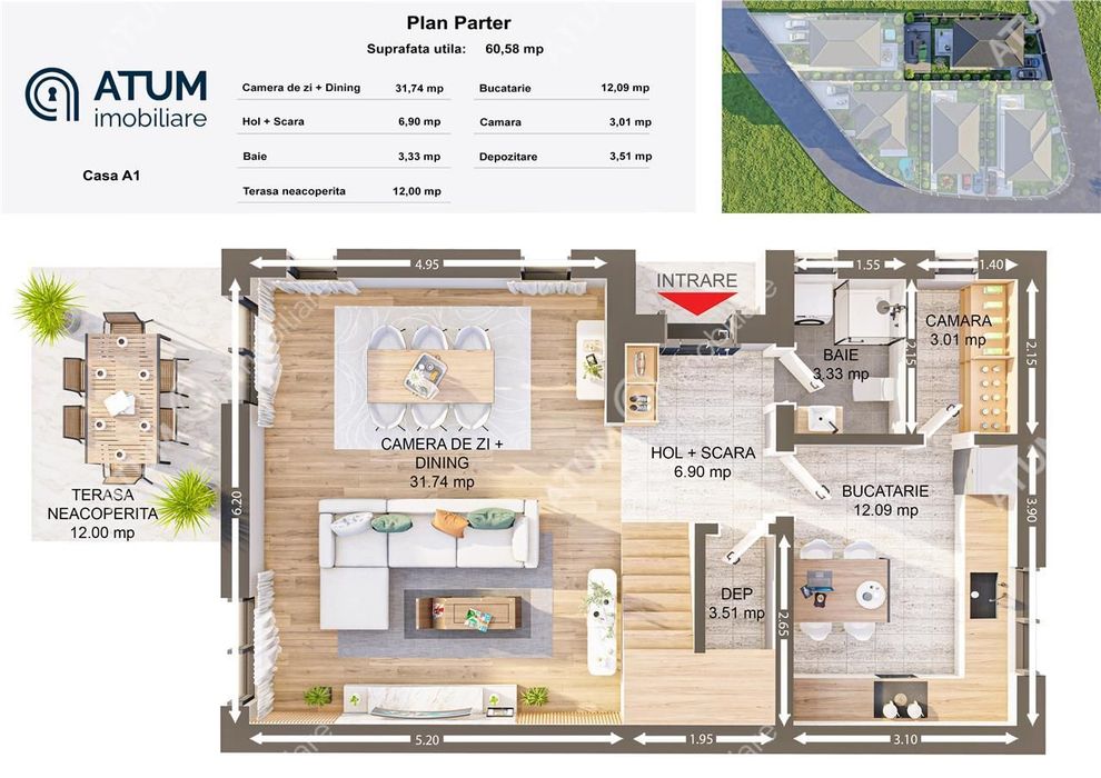 Casa individuala la cheie 4 camere decomandate 116 mp utili