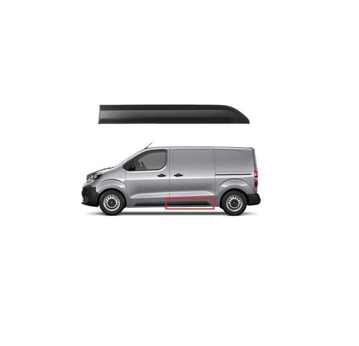 Bandou usa spate Citroen Jumpy/Spacetourer, 2016-; Fiat Scudo, 2021-; Opel Vivaro, 2019-; Peugeot Expert/Traveller, 2016-; Toyota Proace/Verso, 2016-2023 model scurt, stanga/dreapta, negru, texturat; usa spate; lungime 880 mm; versiune scurta