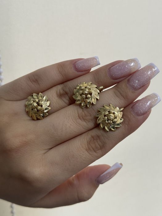 Золото Комплек серьги кольцо