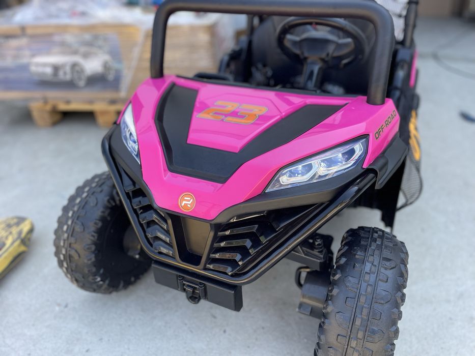 Masinuta electrica pentru copii Nichiduta UTV Rose Red 4x4 cu telecomanda,acumulator 24V,lumini led,bara cu proiectoare