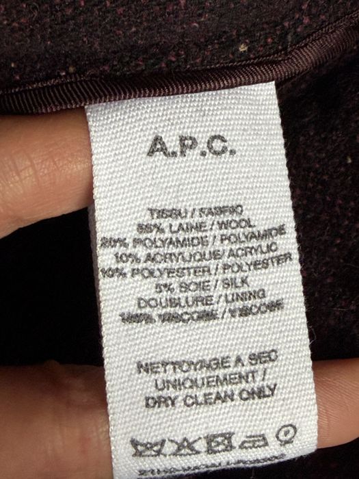 A.P.C., premium, 55% lână, pantaloni groși, texturați, vișiniu