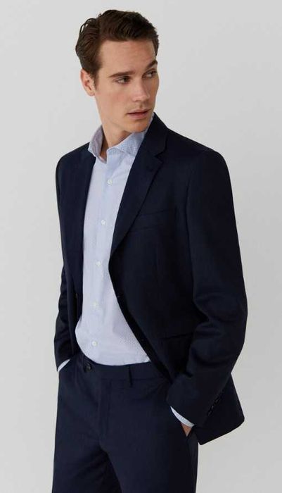 Sacou blazer slim 52 XL premium Vitale Barberis lana super 120's navy
