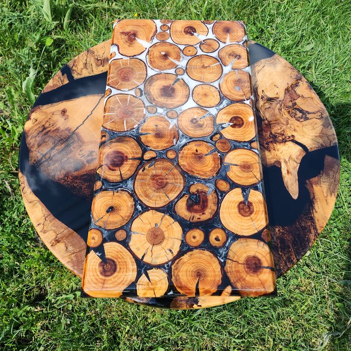 Platou rasina epoxidica 55 cm / 28 cm inglobat complet in rasina !