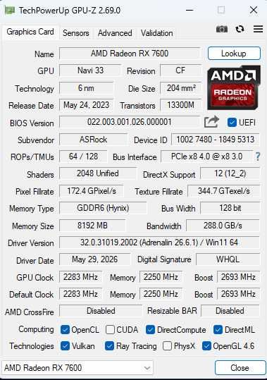 Продавам AMD Radeon™ RX 7600 Challenger 8GB OC