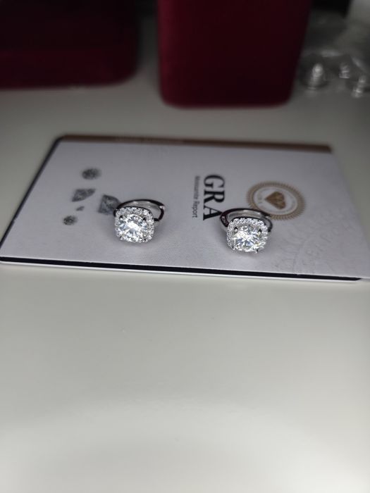 Cercei Argint S925 Moissanite – Strălucire de Diamant + Certificat GRA