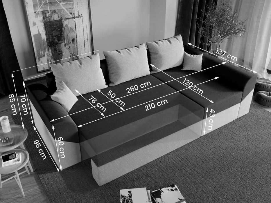 Coltar Extensibil Cali Stofa Gri Deschis / Piele Gri