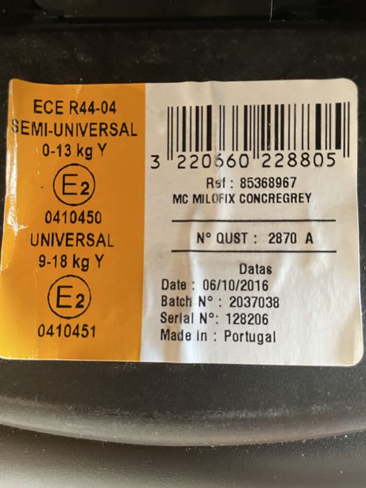 Scaun masina MaxiCosi MiloFix Grey 0-18kg