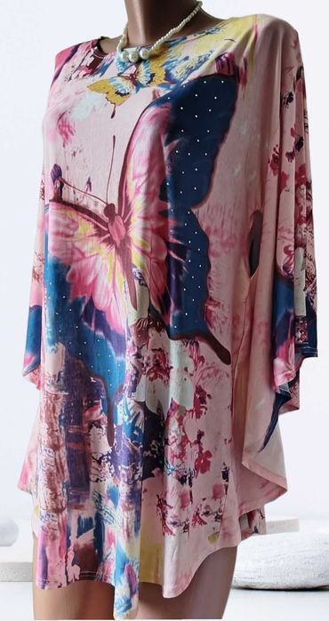 Bluza poncho, multicolora, L