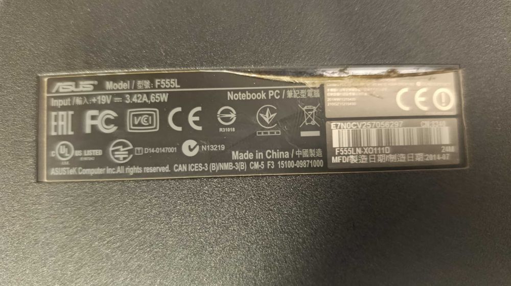 Notebook ASUS F555LN-X0111D/15/I7-4510U/12Gb/Nvidia/SSD512
