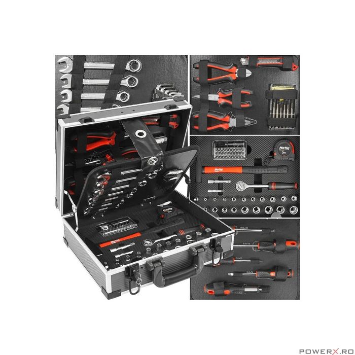 Trusa scule, chei, 90 piese, cutie aluminiu, Notig