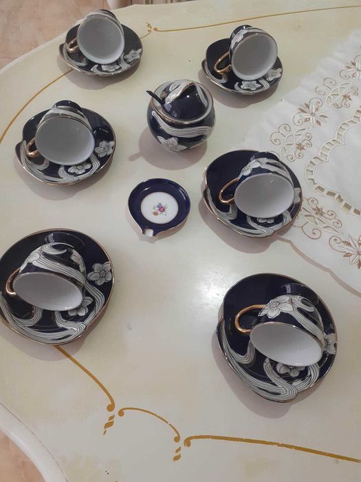 Cesti kafea porțelan placate cu foițe aur