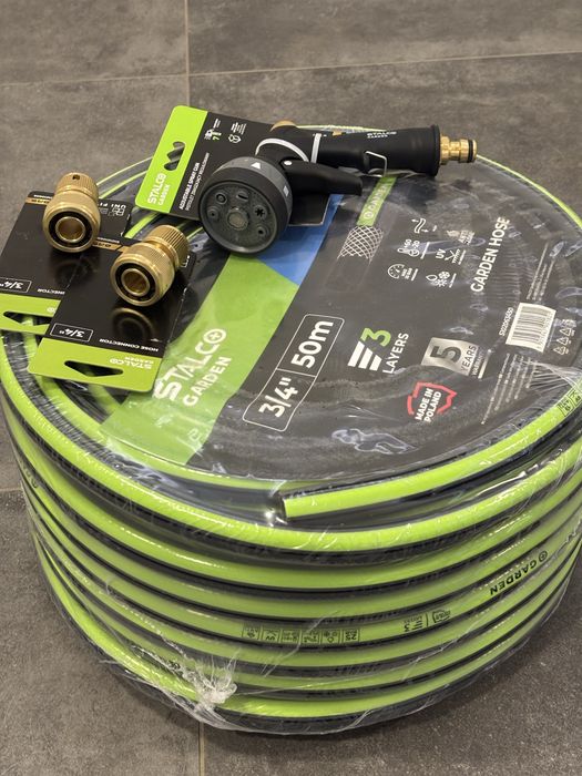 Set Premium Irigare STALCO 3/4” 20m | Pistol din Alamă + Conectori din Alamă | Disponibil și 30m / 50m