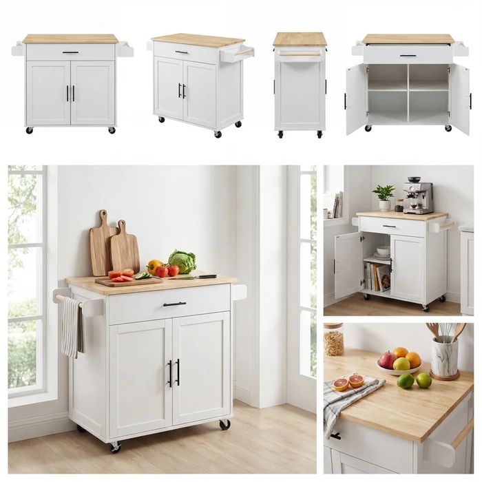 120 см кухненски остров, количка за съхранение с подвижни колела