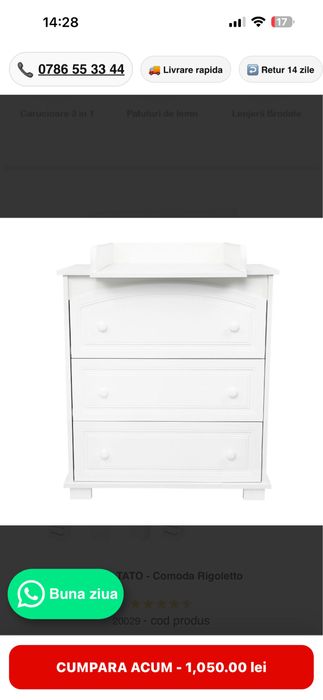 Comoda bebelusi din lemn