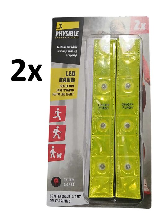 Set 4 Benzi Reflectorizante LED Physible P8-RM-LRBS, Galbene, Reglabile, 2 x Set 2 buc