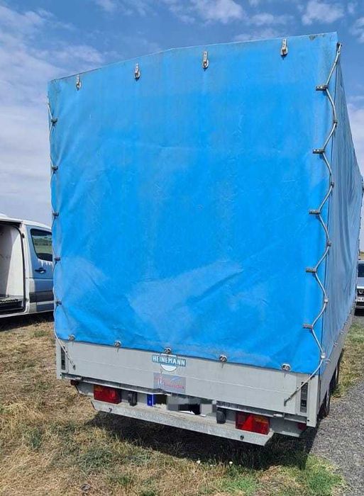 Vand remorca cu prelata pe 2 axe, 2500 KG,635Kg goala