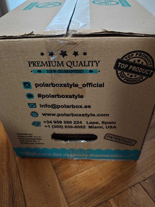 Cutie (lada) frigorifica pasiva POLARBOX retro 12l, curea piele, noua