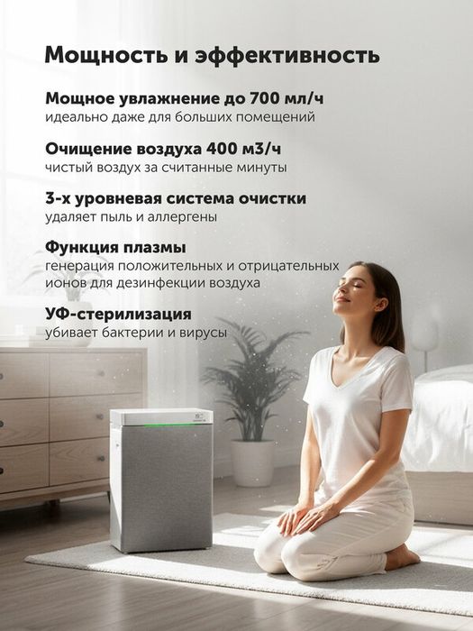 Очиститель + увлажнитель воздуха 2 в 1 PPAT 02A Wi-Fi IQ Home