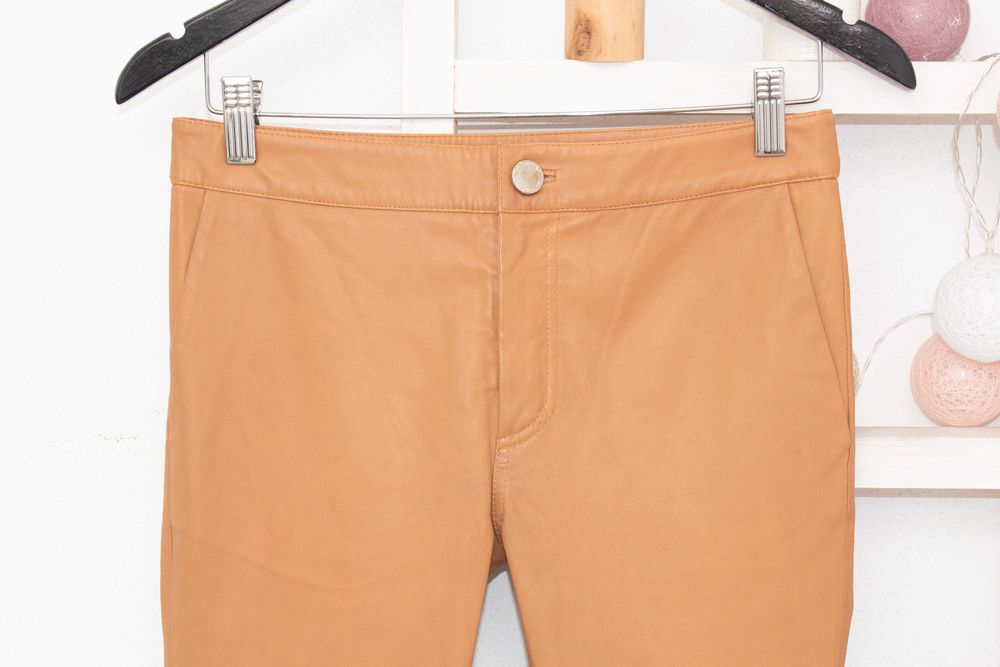 2nd Day Дамски кожен панталон светло кафяв тан естествена кожа 32 XXS