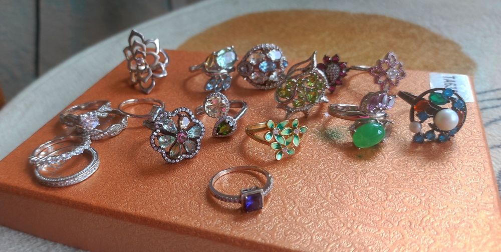 Кольца серебро натур камни