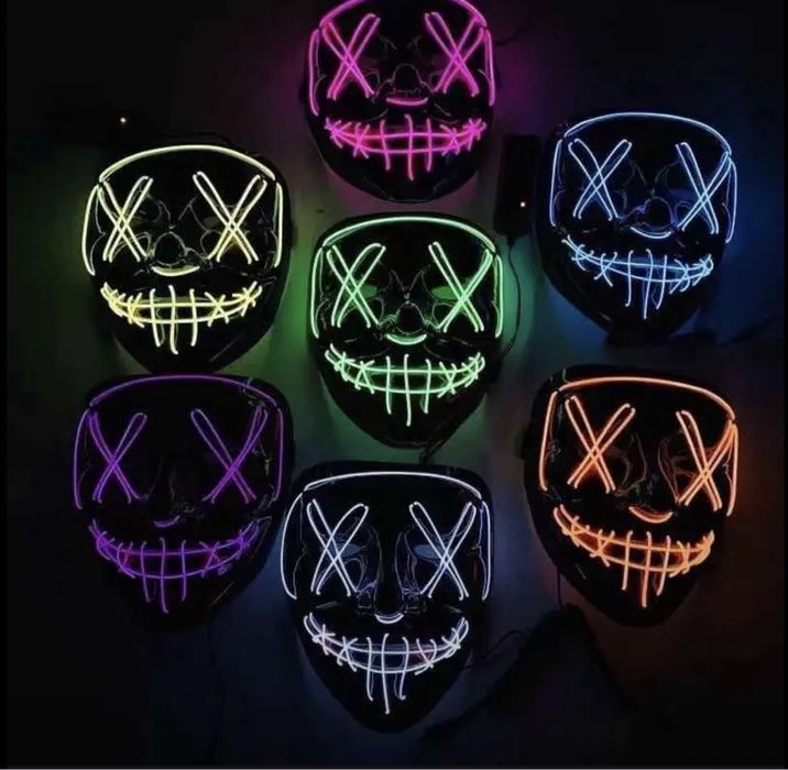 Хэллоуинская неоновая светодиодная маска ужаса maska punk Halloween